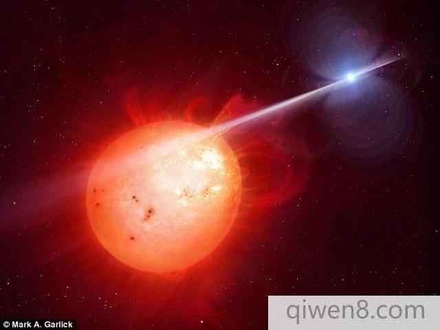 垂死白矮星每隔两分钟释放粒子束鞭打小伴星